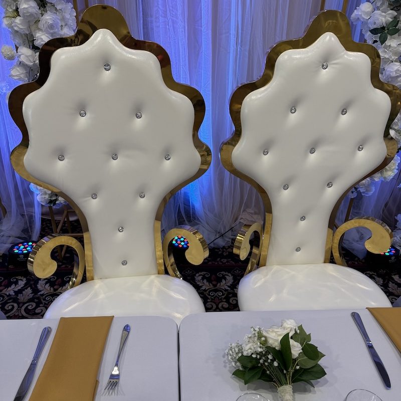 Work with experienced staff at a top Wedding Reception Venue Fishers image shows chairs at table