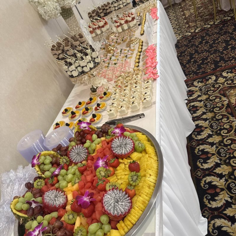 Receive experienced Wedding Catering and Bar Service Fishers at The Wellington image shows table of food