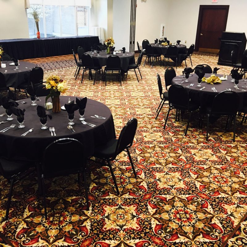 Discuss your Corporate and Social Event Space Fishers needs with the team at The Wellington image shows several round tables